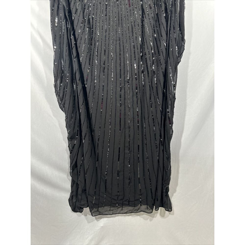 NWT $798 Mac Duggal [sz 16 ] Beaded Embellished Column Cape Gown in Black #G1853 - Picture 12 of 16